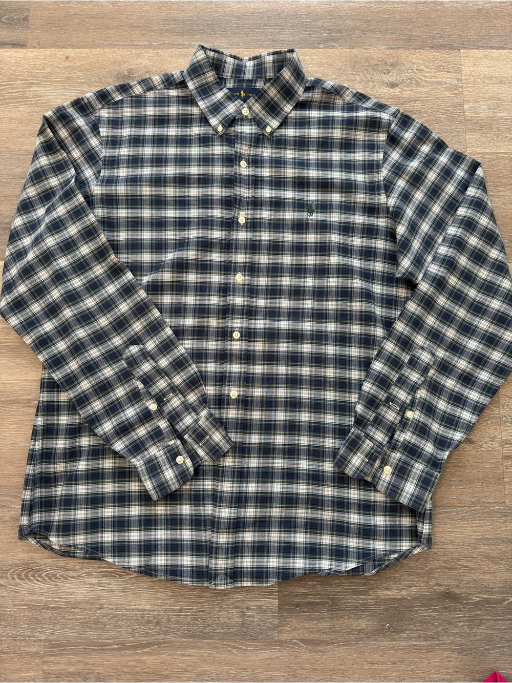 Ralph Lauren Navy and Green Plaid Button-Down Shirt